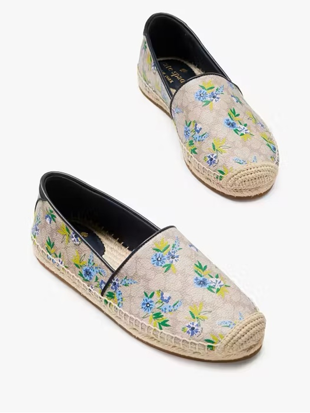 NWT Kate Spade Gwen Espadrille Flats Coated Canvas Floral Beige Size 8.5